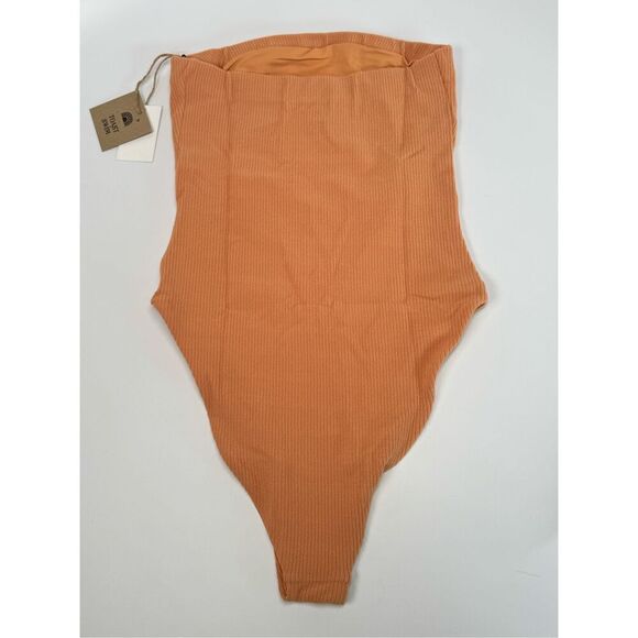 Free People x Toast Swim Dusty Coral Sea Tube One Piece Ribbed Swimsuit S - Picture 5 of 9